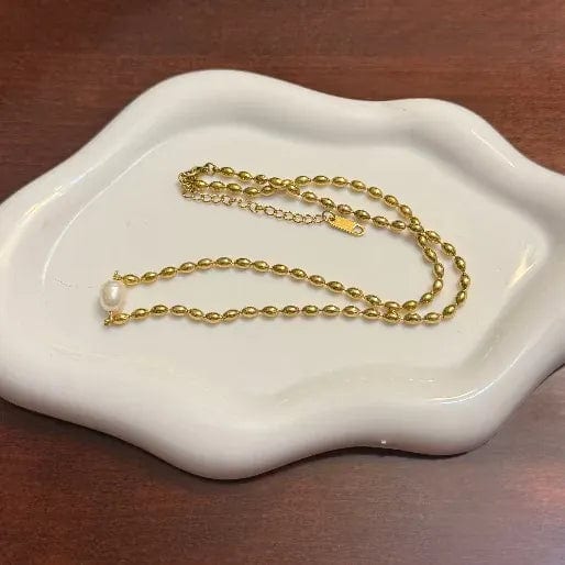 Beaded Chain Necklaces with Pearl Pendants