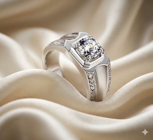 MOISSANITE SOLITARY MEN STATEMENT RING