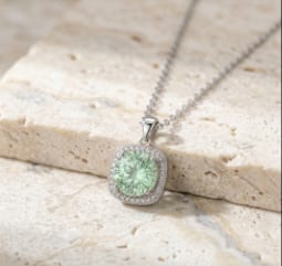 Silver 2C Moissanite Halo Pendant Necklace