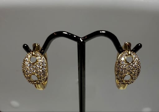 Pave Rhinestone Coffee Bean Huggie Earrings