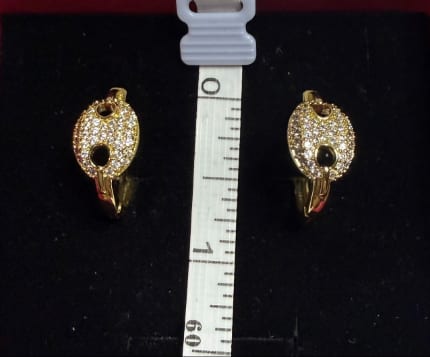 Pave Rhinestone Coffee Bean Huggie Earrings