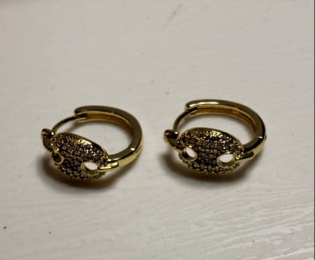 Pave Rhinestone Coffee Bean Huggie Earrings