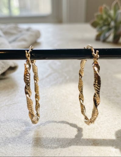 Twisted Textured Gold Hoop Earrings