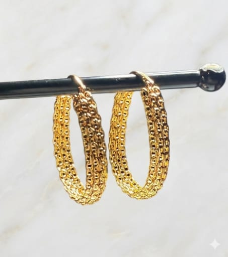 Wire Crochet Gold Hoop Earrings
