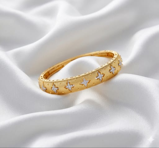 Brilliant-Cut Stone Accent Satin Finish Bangle